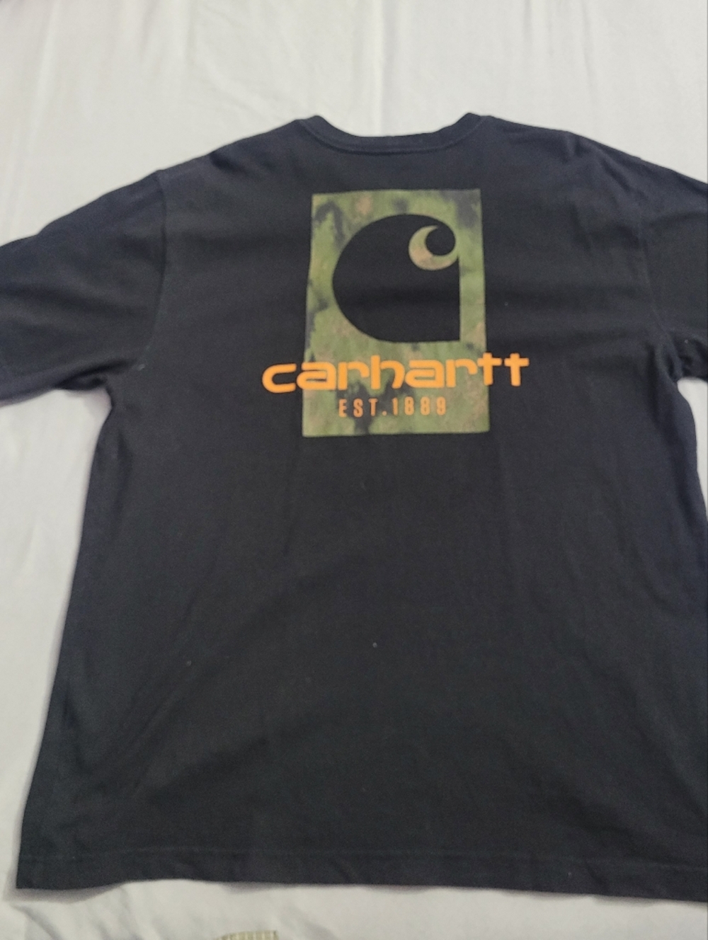 Mens Carhartt Black Short-Sleeve Pocket Tee with Logo Patch